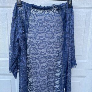 Ladies Navy Blue Lace Beach Wrap Up, Size L